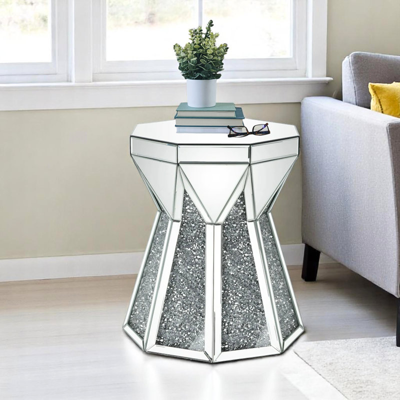 Coffee Table With Mirror Crystal Inlay
