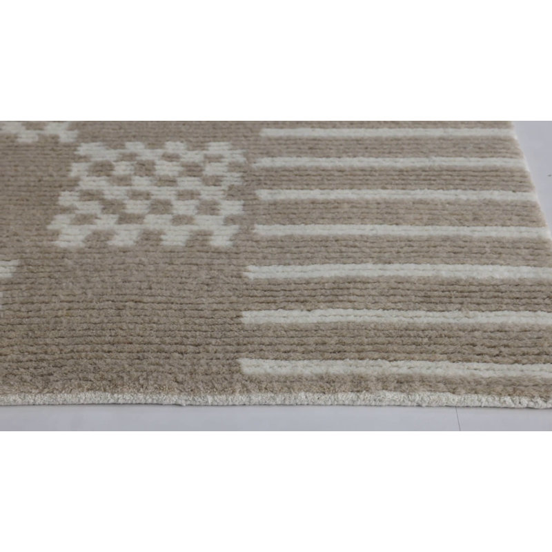 Ivory and Gray Geometric Hand Tufted Wool Area Rug