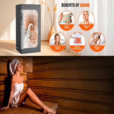 Boîte portative de sauna à vapeur pour 15 niveaux de température à la maison, réservoir de 1200 W 3L avec chaise pliante, sauna d'intérieur compact pour soulager les muscles et se détendre
