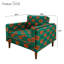Chaise d'appoint en velours avec motif ouest africain et pieds en bois massif