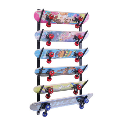 Skateboard Wall Mount, Skate Board Wall Display Hanger Rack, Snowboard Wall Mount Ski Holder,deck Wall Longboard Rack Storage(6-layers)