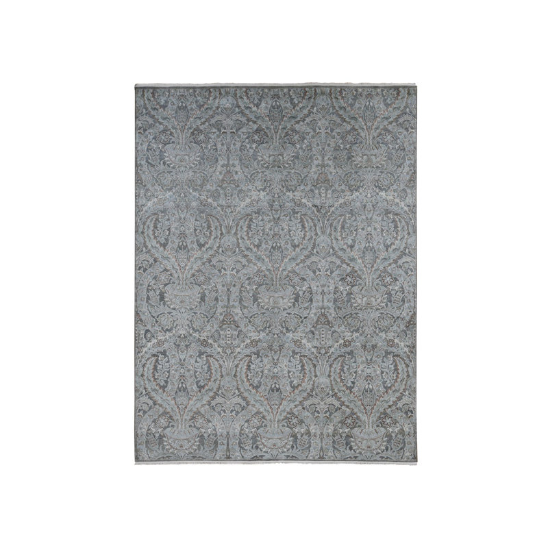 Tapis noué à la main en soie pure 9 pi x 12 pi 2 po ACEE21C64BE2474BADAF634551FCEF1B