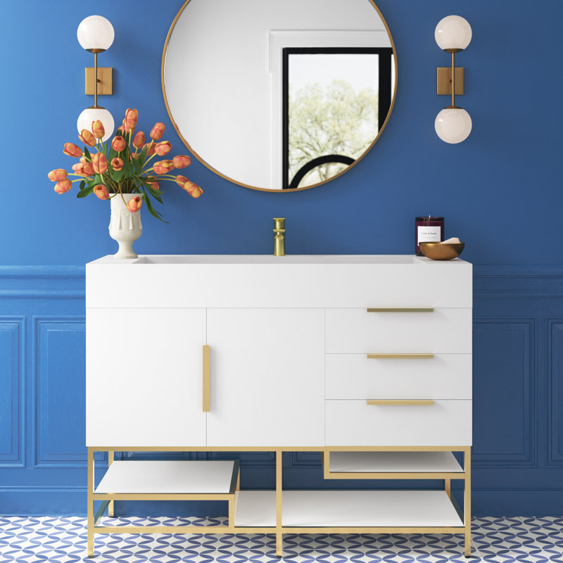 Ensemble de meuble-lavabo simple 47 po Glasgow, Blanc très luisant
