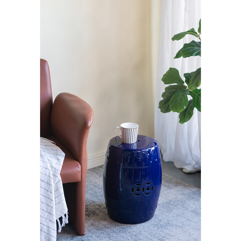 Tabouret tonneau en céramique D13x18, Marine