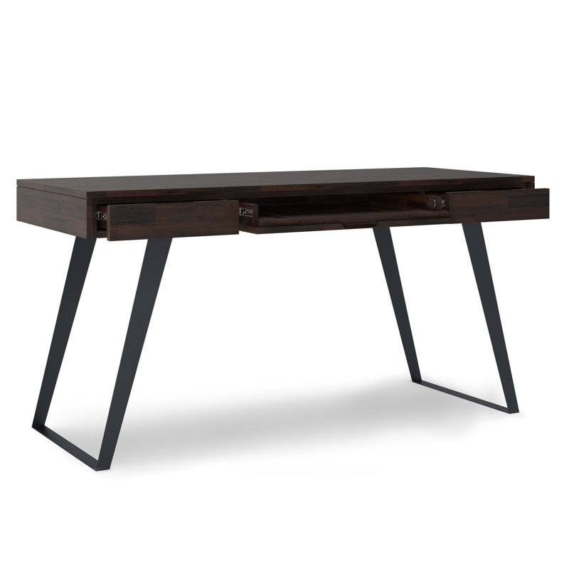 Lowry Industrial Urban Desk in Distressed Hickory Brown with Keyboard Tray
