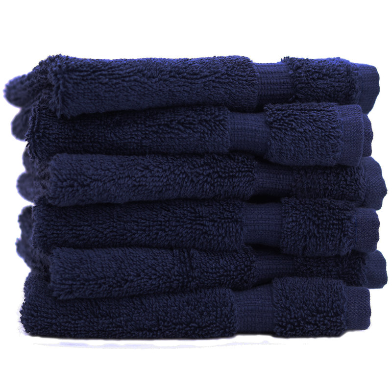 Ensemble de 6 serviettes en coton Wellston, Bleu marine
