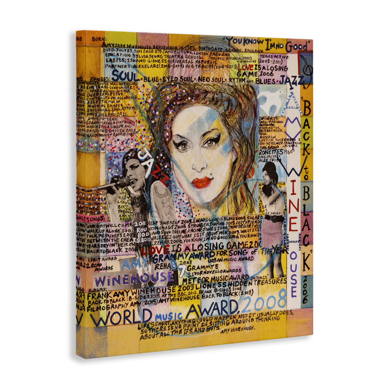 Art mural sur toile Amy Winehouse par Sabin, H 40 po x l 30 po