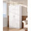 4 Door 2 Drawer Wardrobe, with Hanging Rail and Storage Shelf, Modern White Wardrobe Storage Clothes Shelf for Bedroom 