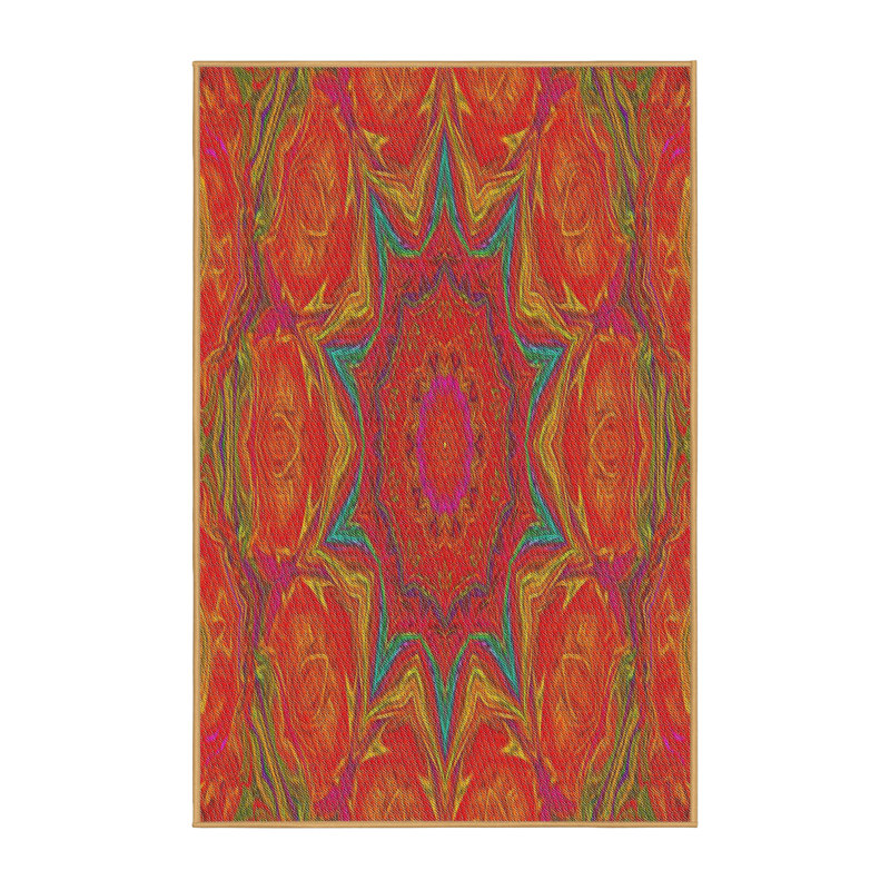 Tapis abstrait orange / bleu, Rectangle 8 pi x 10 pi