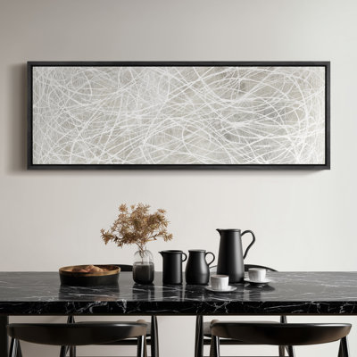 White Linear Abstract Weaving Pattern for Modern Living Room or Office Print Wall Art