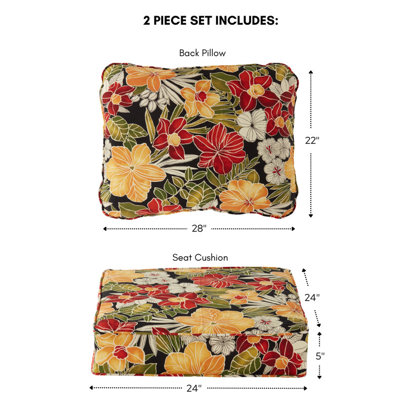 Coussin de siège pour chaise d'extérieur Lester, Noir Aloha