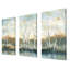 «Birch Riverbank» par Carol Robinson - peinture sur toile tendue 3 pièces