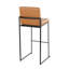 Tabouret de bar contemporain à dossier haut de 76 cm (30 po) en métal noir et similicuir camel - Ensemble de 2