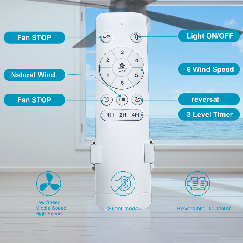 Kessia 48'' Ceiling Fan with LED Lights, Matte Black