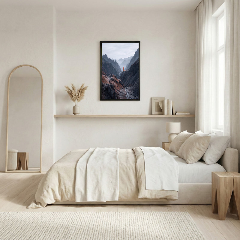Art mural sur toile, "Orange orange" sur une brume avec une route sinueuse, H 24 po x l 36 po