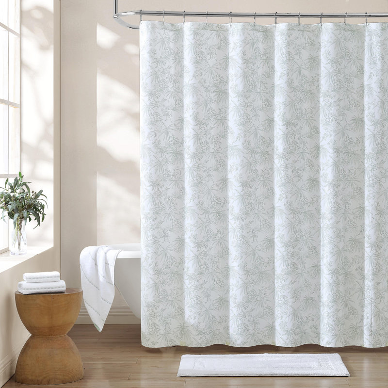 Pen and Ink Floral Shower Curtain, Green