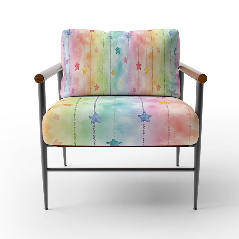 Fauteuil d'appoint Celestial For Teens - Child's Sweet Star Chains - jaune, Bras ronds bruns