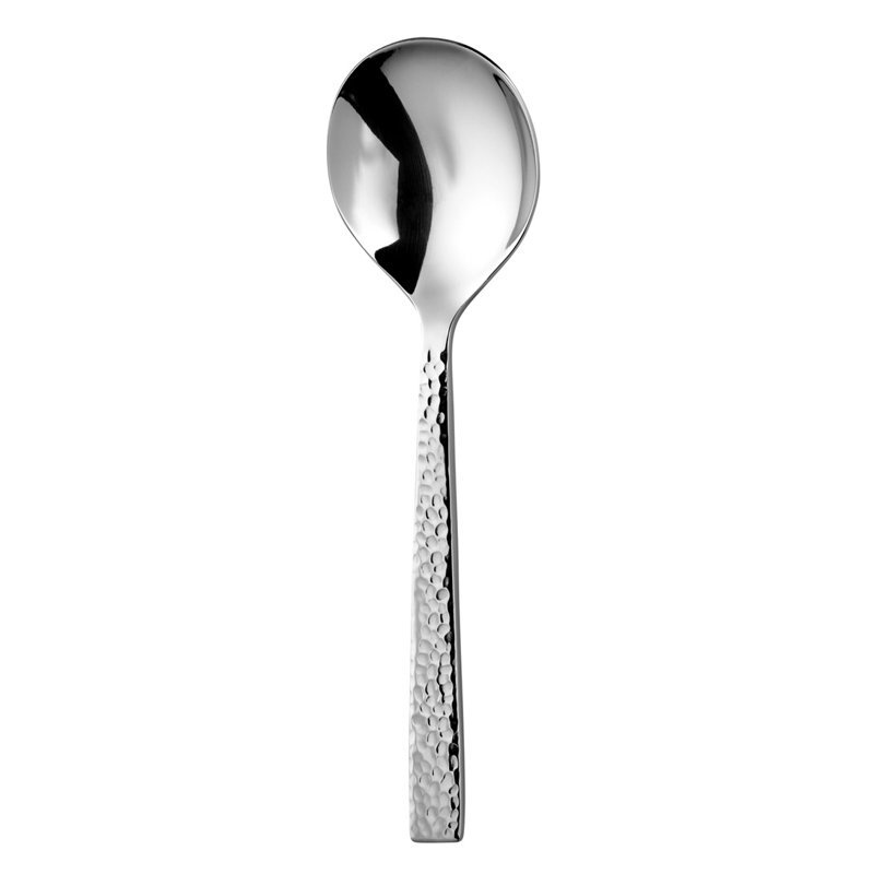 Chef's Table Hammered Stainless Steel Ornate Soup Spoons Set of 12