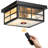 2-Light Motion Sensor Outdoor Flush Mount Light with 5 Modes, Black Modern Outdoor Ceiling Light for Garage, Porch
