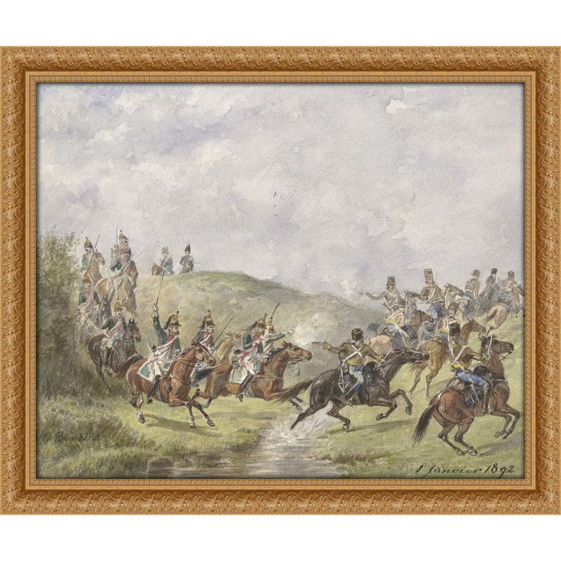 Franse dragonders en Oostenrijkse huzaren (1892), 26" H x 31" W