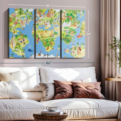 " Cartoon Landmarks World Map "