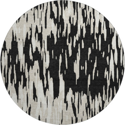 Premium Machine Washable Prisco Black Rug