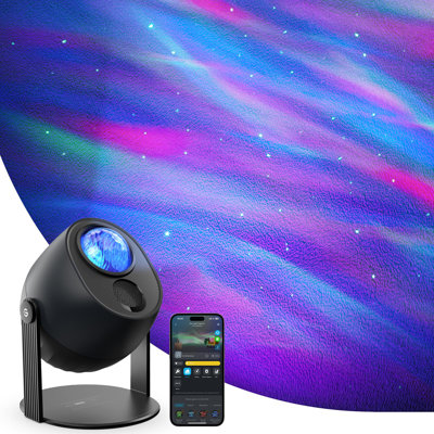 Projecteur Smart Star Aurora avec matière et aide Google - effets 3D fluides, 52 modes scène, 18 options de bruit blanc, veilleuse sans fil à DEL pour chambre à coucher, chambre de bébé, méditation