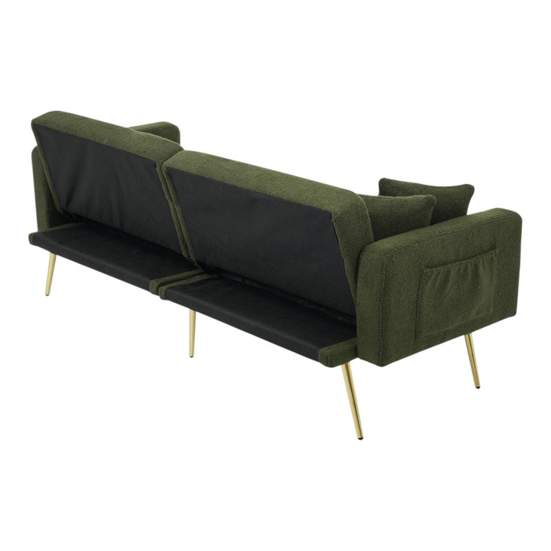 3 Seater Fabric Sofa Bed, Green
