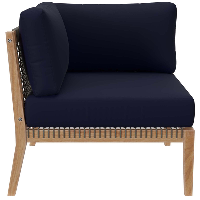 Clearwater Teak Wood 4-Piece Navy Outdoor Sectional Sofa