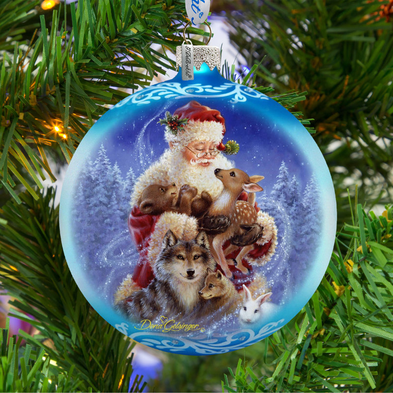 Handmade Santa and Friends Glass Christmas Ornament