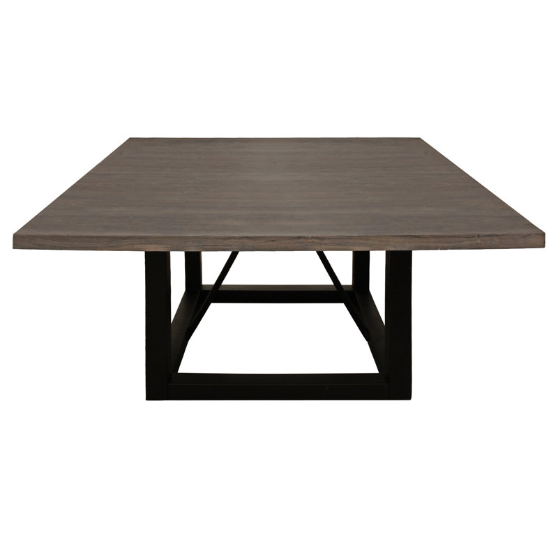 Braylenn Solid Wood Top Metal Base Dining Table, 72" W x 72" L