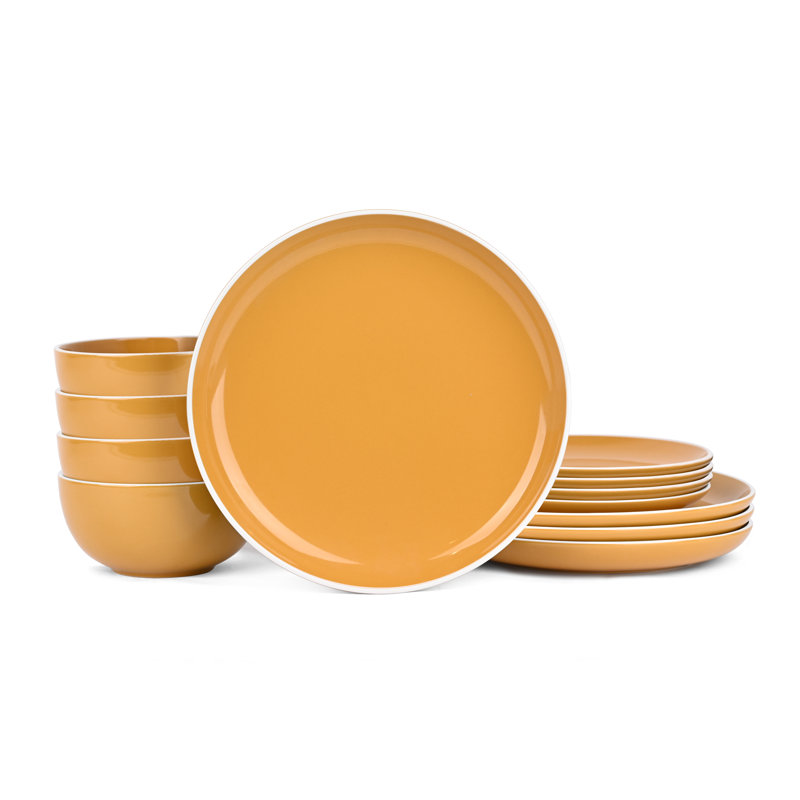 Waterside 12pc Stoneware Dinner Set, Yellow