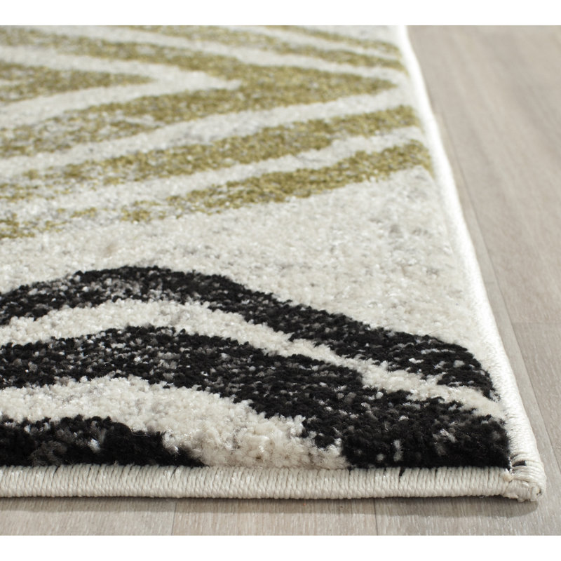 Tapis ivoire / noir Shroyer, Rectangle 8 pi x 11 pi 2 po