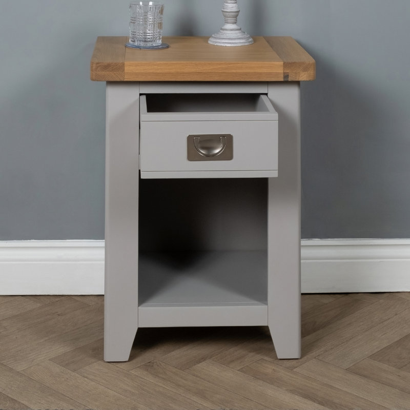 Altti 47cm W Solid Wood Bedside Table, Grey