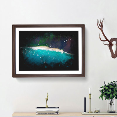 Beach In Hawaii Paint Splash - Framed Print