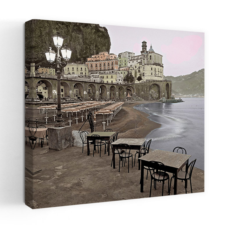 Atrani Caffe 5, art de l'architecture côtière, H 32 po x l 32 po