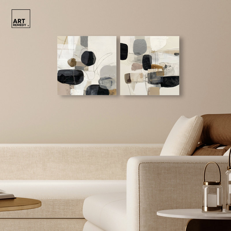 «Pebble Path Duo», ensemble de décorations murales Boho par Art Remedy, prêt à accrocher, 30 x 30, H 30 po x l 30 po