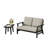 2-Piece Conversation Set Solid Teak Wood Loveseat And Side Table Set With Cushions-141516498-141516499