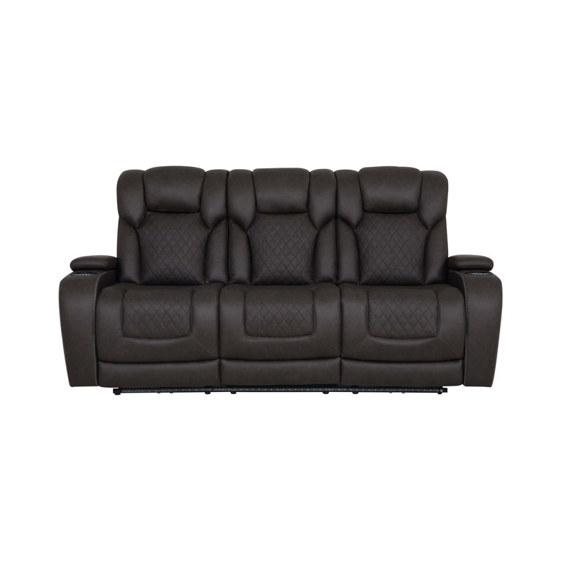 Wendell Microfiber Power Motion Sofa W/Dropdown Table, Storage, Usb & Led