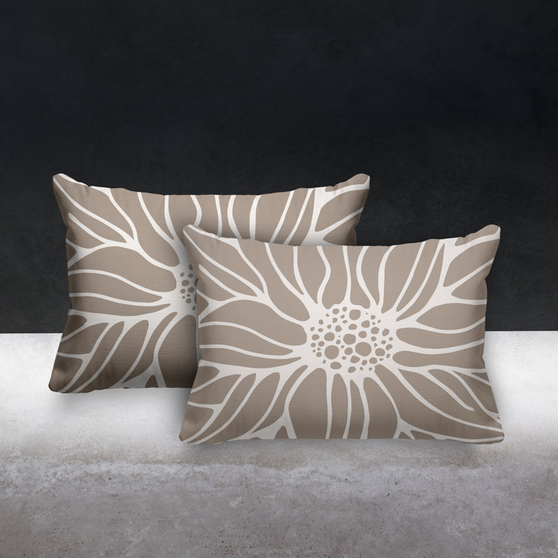 No Decorative Addition Outdoor Reversible Throw Pillow, Beige