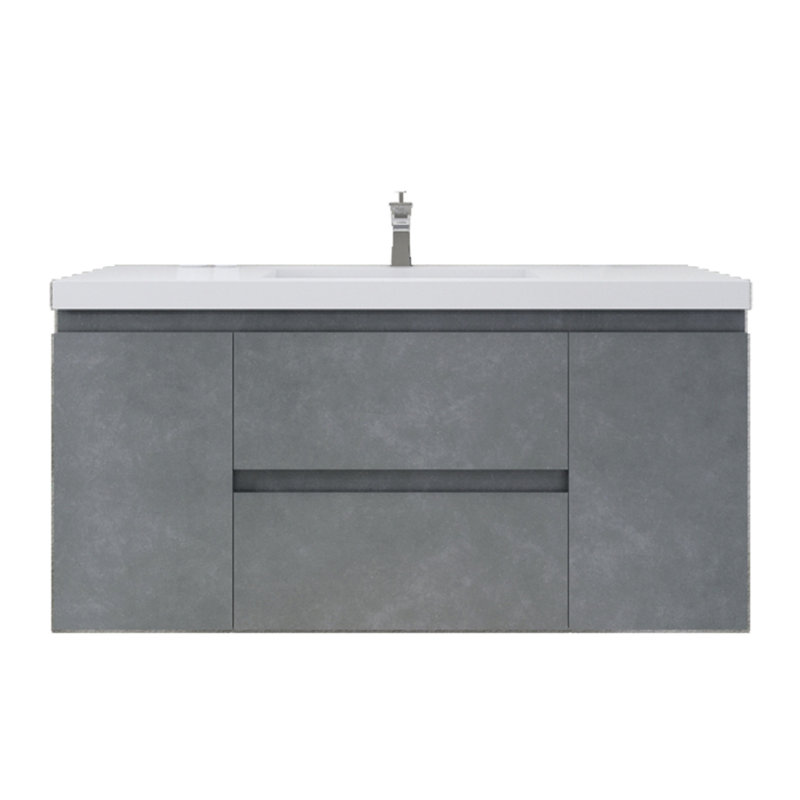 Ensemble de meuble-lavabo mural simple 48 po Amadora, Gris ciment