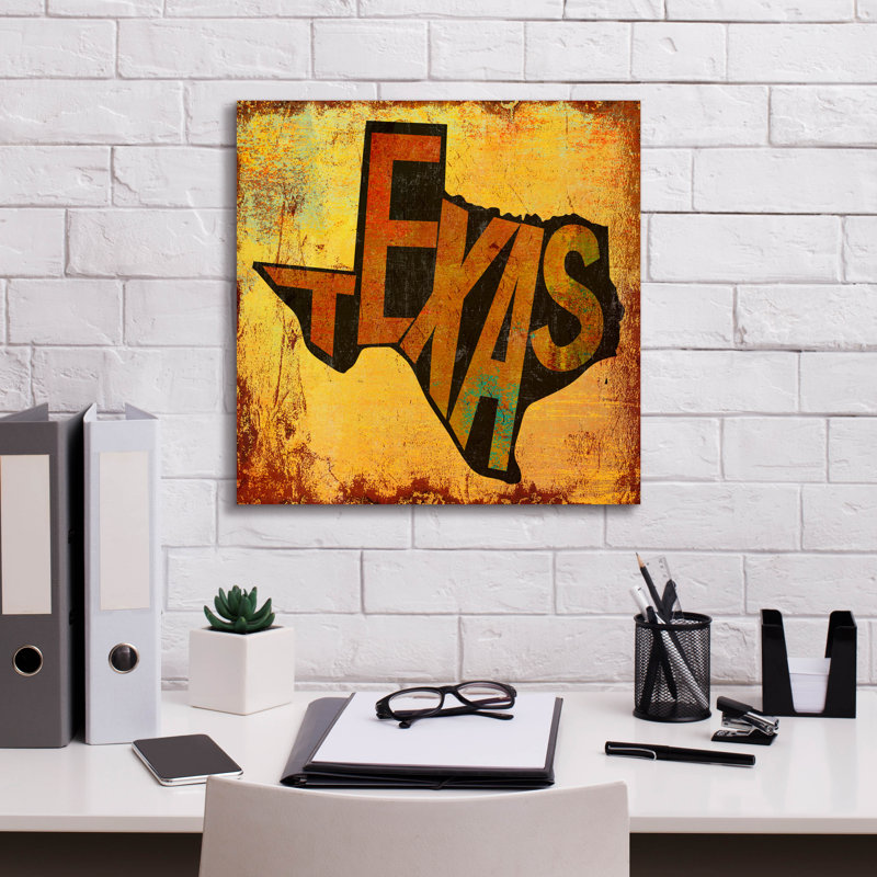 «Texas» par Art Licensing Studio, art mural sur toile, H 18 po x l 18 po