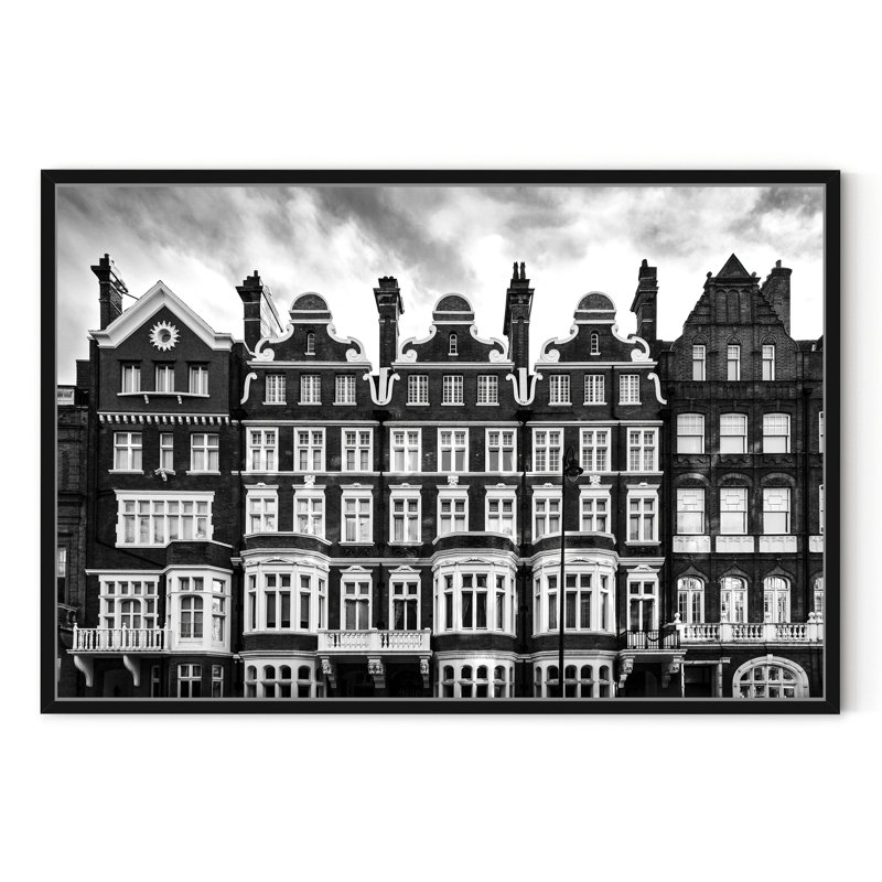 London Townhouses, Black, 24" H x 36" W
