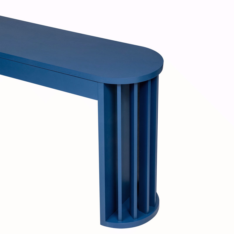 Console de 59 po de long avec placard en chêne et pied de table à nervures verticales avec 2 tiroirs pour l'entrée