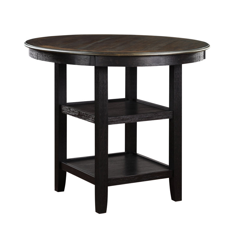 Table à hauteur de comptoir style transitionnel, 2 tablettes, brun et noir, salle à manger, 4 tables avec table transitionnelle, 4 personnes