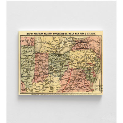 Railroads Between New York And St Luis Used By Northern Troops, Railway Routes Poster, New York House Decor, Antique Railroad Poster