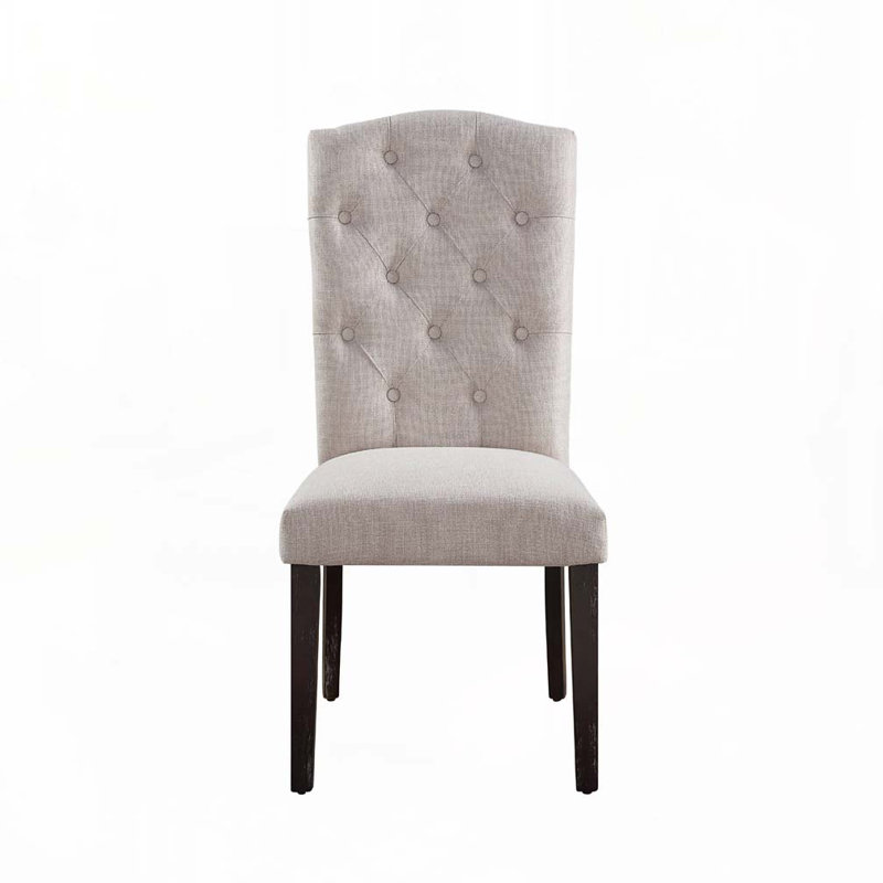 Ensemble de chaises de salle à manger rembourrées en lin avec dossier haut capitonné, 4 pattes
