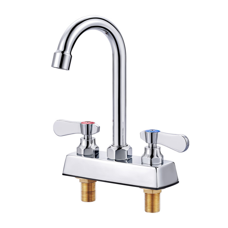 4 In. Centerset Double Handle High Arc Kitchen Faucet Bathroom Faucet Without Drain Kit In Chrome