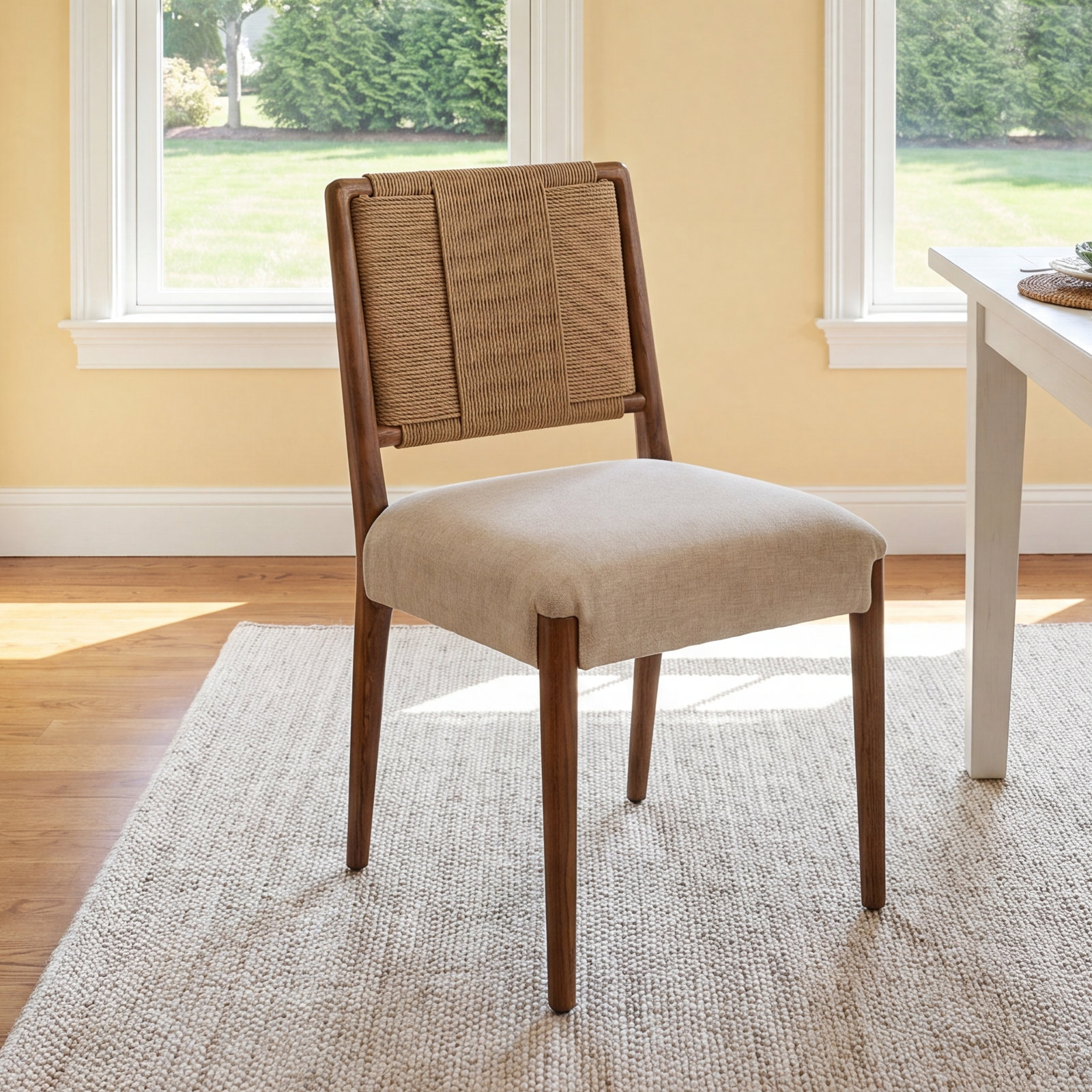 Betha Woven Side Chair, Black Brushed Ash, Essence Natural
