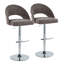 Tabouret de bar réglable avec pivot en métal chromé et tissu gris foncé avec repose-pieds rond en T - ensemble de 2-1115873033-1115873034